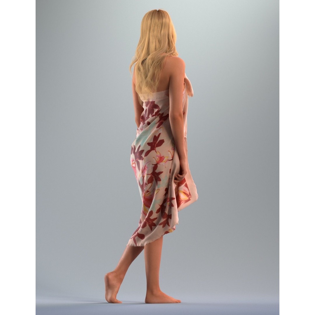 Blond Woman 3D Model – Realistic Character with Textures, FBX, OBJ - View 10