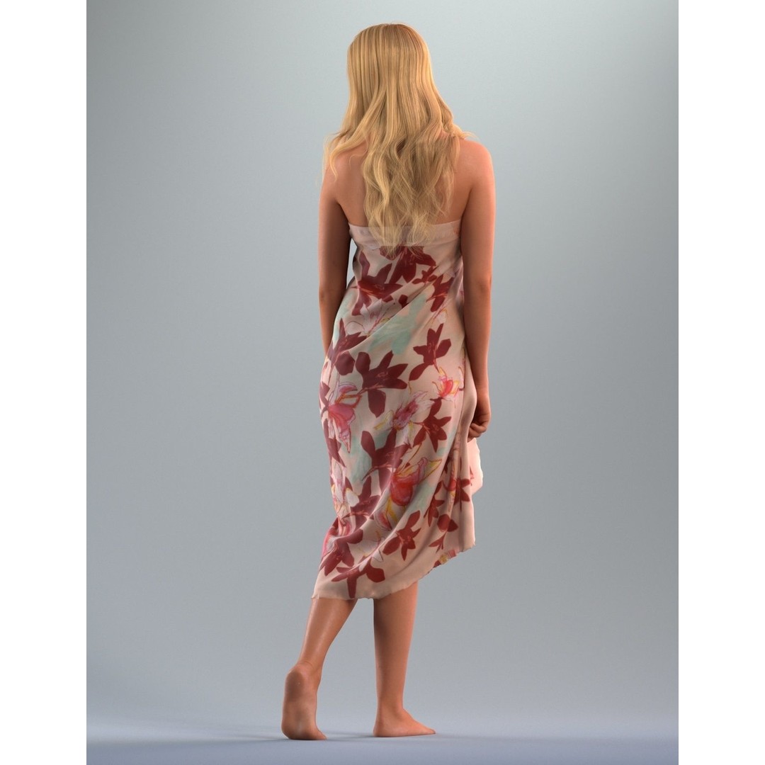 Blond Woman 3D Model – Realistic Character with Textures, FBX, OBJ - View 11