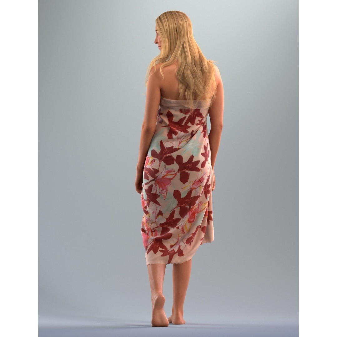 Blond Woman 3D Model – Realistic Character with Textures, FBX, OBJ - View 12
