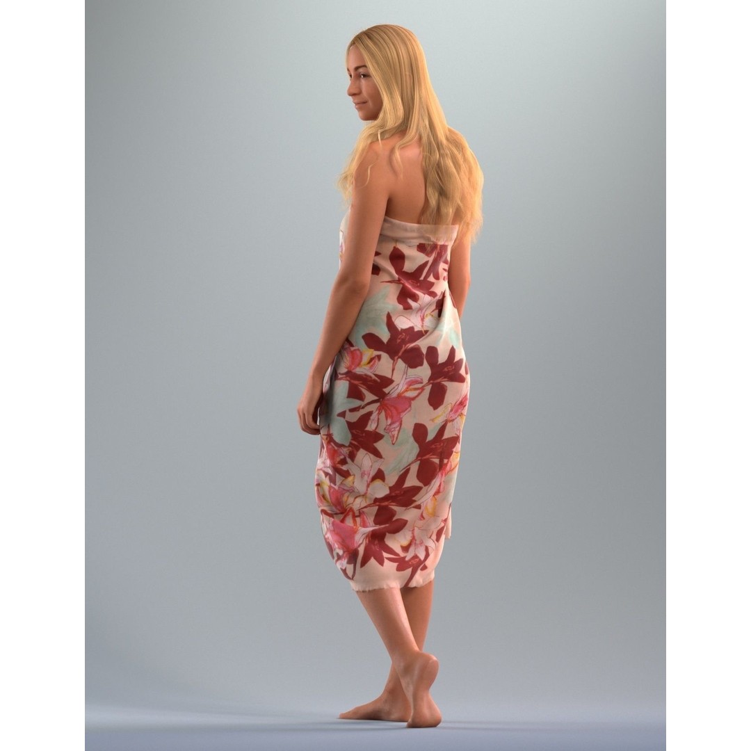 Blond Woman 3D Model – Realistic Character with Textures, FBX, OBJ - View 13