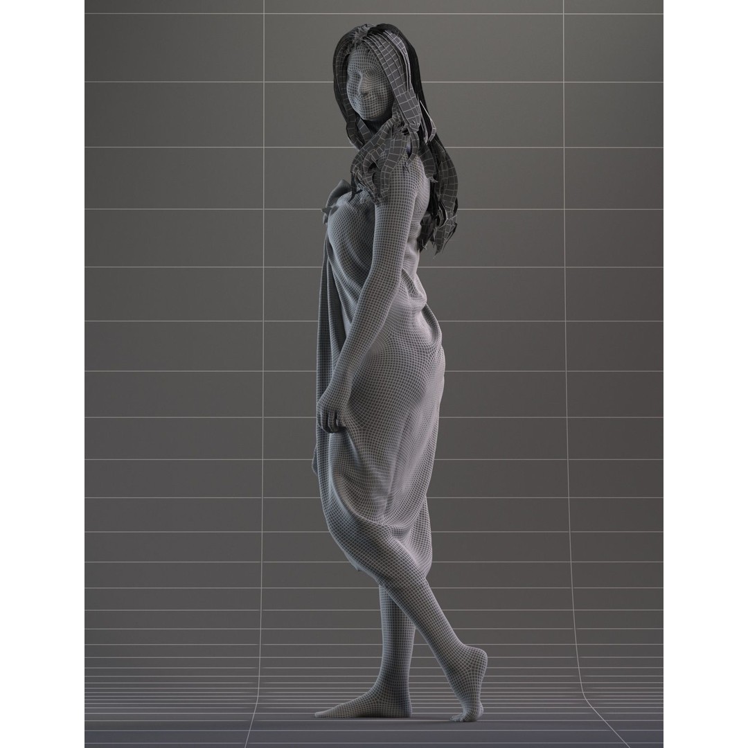 Blond Woman 3D Model – Realistic Character with Textures, FBX, OBJ - View 3