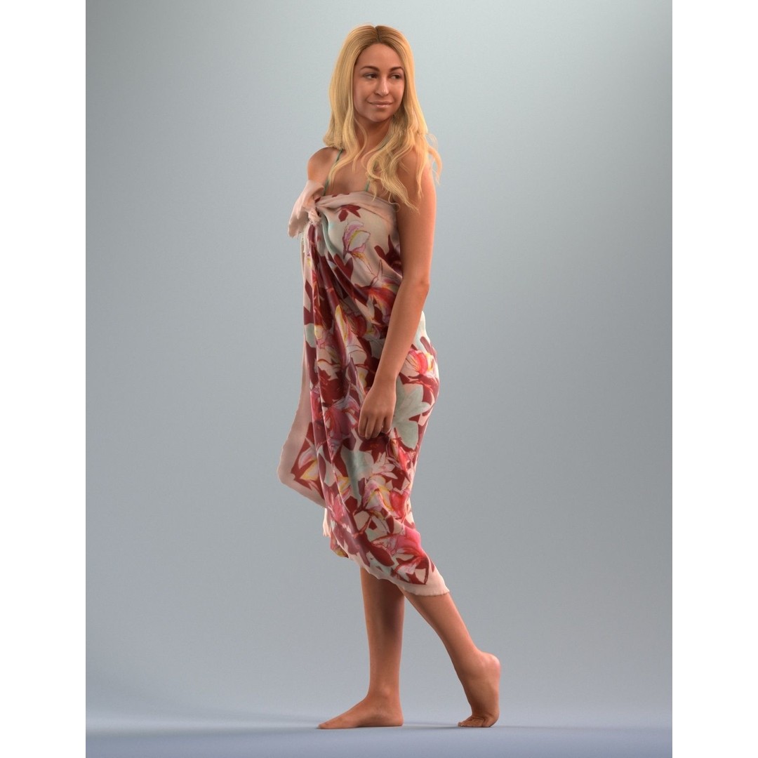 Blond Woman 3D Model – Realistic Character with Textures, FBX, OBJ - View 5