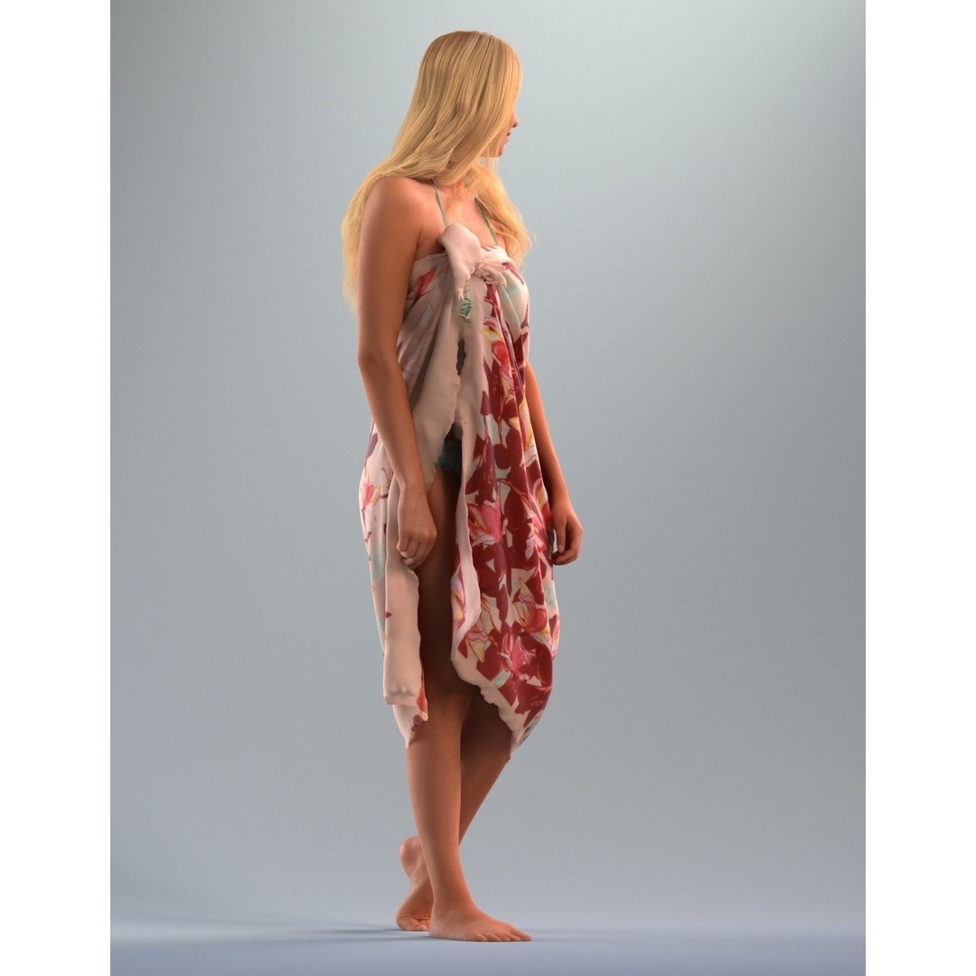 Blond Woman 3D Model – Realistic Character with Textures, FBX, OBJ - View 8