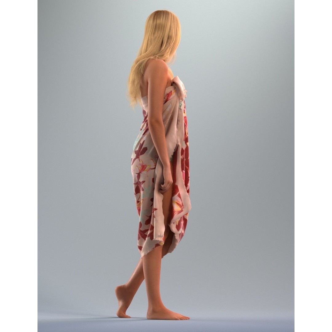 Blond Woman 3D Model – Realistic Character with Textures, FBX, OBJ - View 9