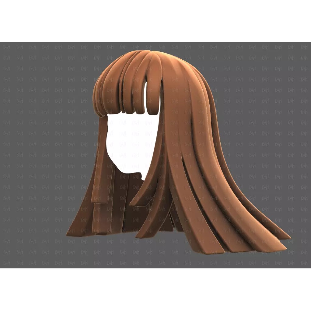 Base Hair 3D Model – Low Poly Cartoon Hairstyle for Animation - View 10