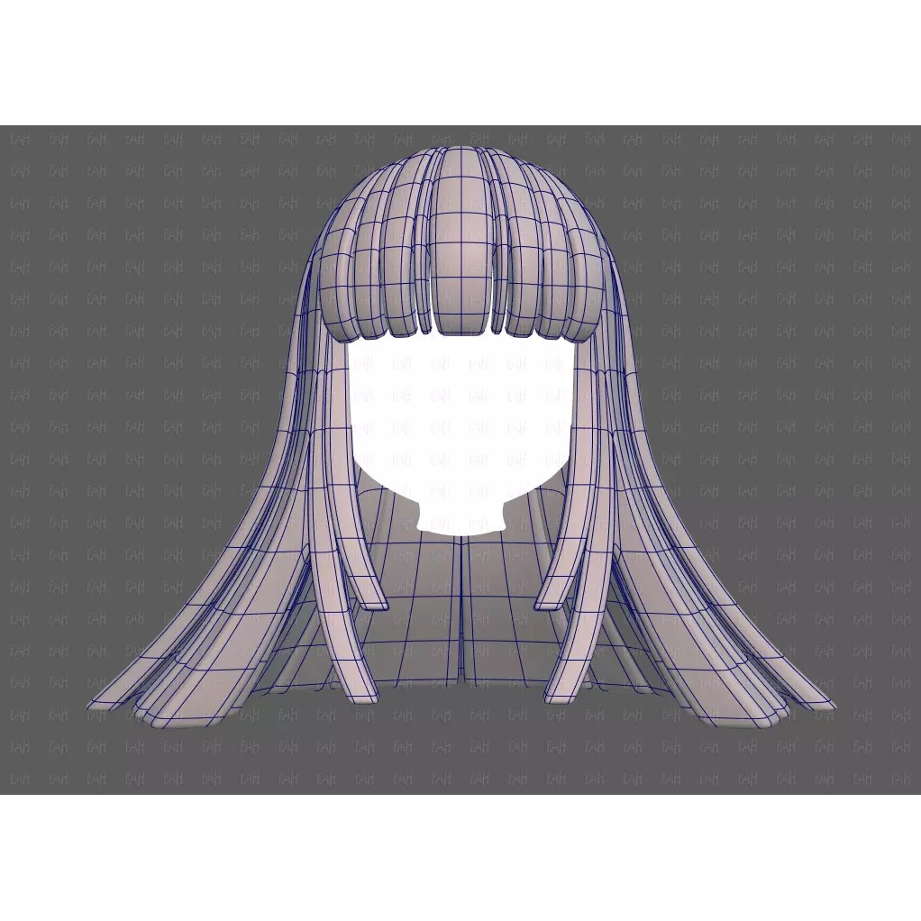 Base Hair 3D Model – Low Poly Cartoon Hairstyle for Animation - View 11