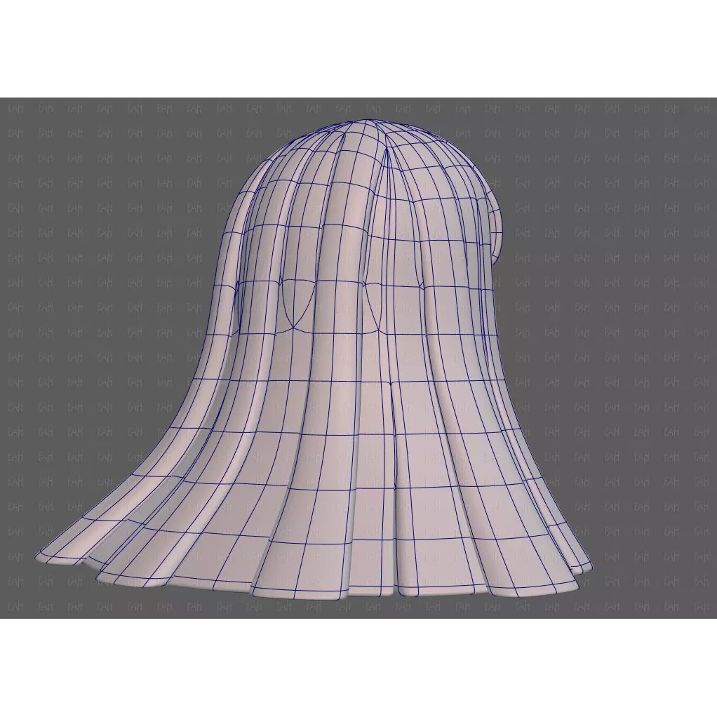 Base Hair 3D Model – Low Poly Cartoon Hairstyle for Animation - View 14