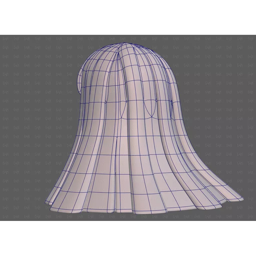 Base Hair 3D Model – Low Poly Cartoon Hairstyle for Animation - View 16