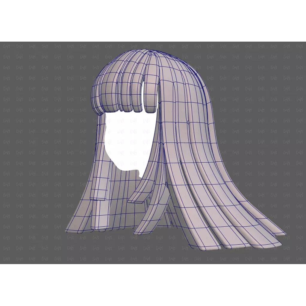 Base Hair 3D Model – Low Poly Cartoon Hairstyle for Animation - View 18