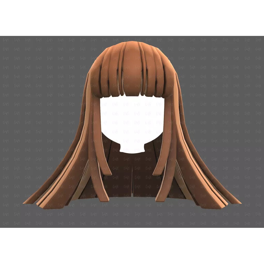 Base Hair 3D Model – Low Poly Cartoon Hairstyle for Animation - View 19