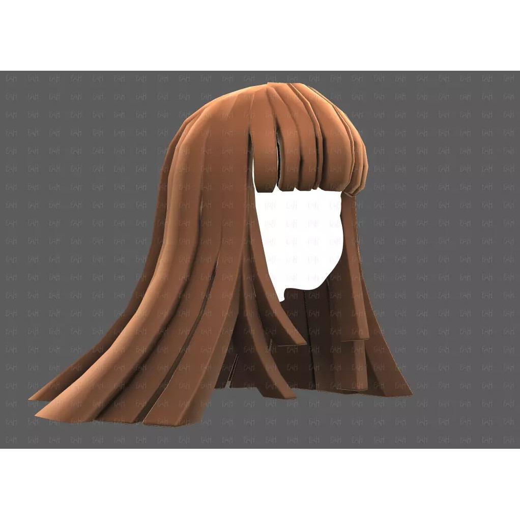Base Hair 3D Model – Low Poly Cartoon Hairstyle for Animation - View 20