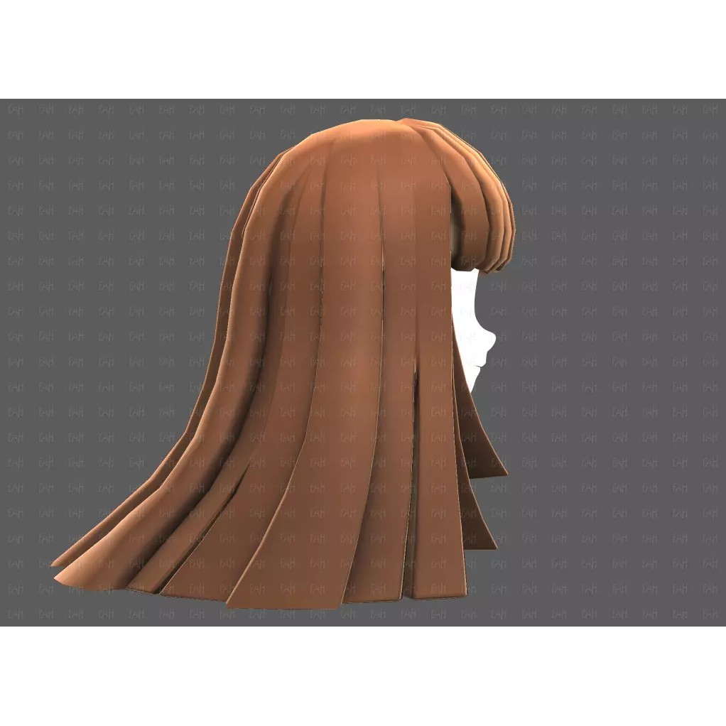 Base Hair 3D Model – Low Poly Cartoon Hairstyle for Animation - View 21