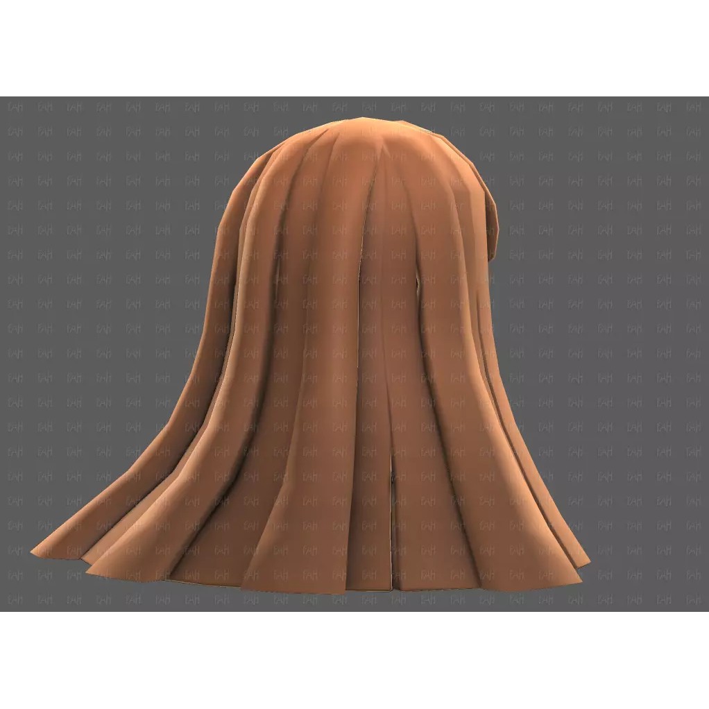 Base Hair 3D Model – Low Poly Cartoon Hairstyle for Animation - View 22