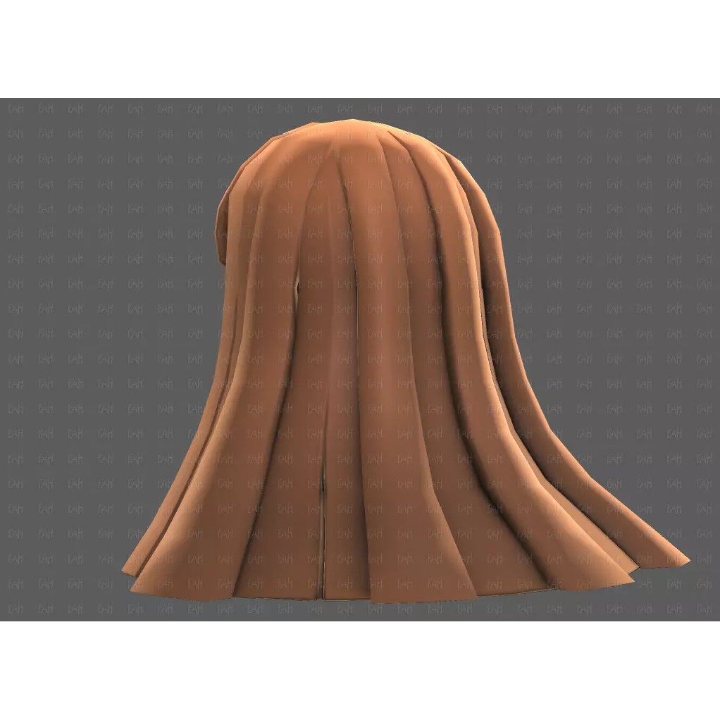 Base Hair 3D Model – Low Poly Cartoon Hairstyle for Animation - View 24