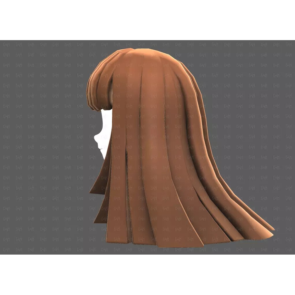 Base Hair 3D Model – Low Poly Cartoon Hairstyle for Animation - View 25