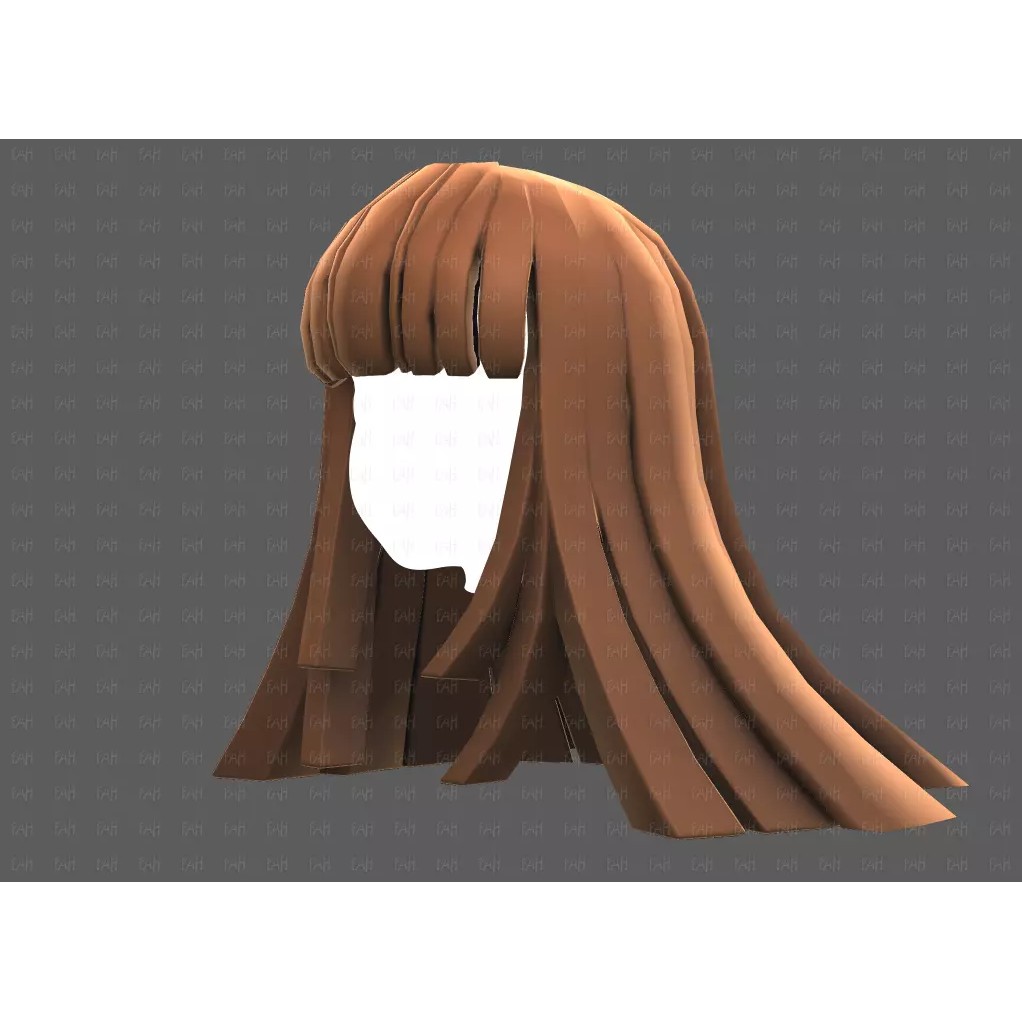 Base Hair 3D Model – Low Poly Cartoon Hairstyle for Animation - View 26