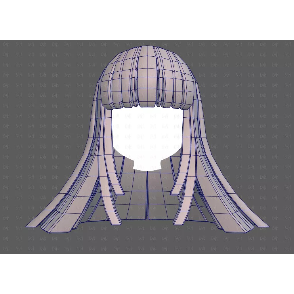Base Hair 3D Model – Low Poly Cartoon Hairstyle for Animation - View 27