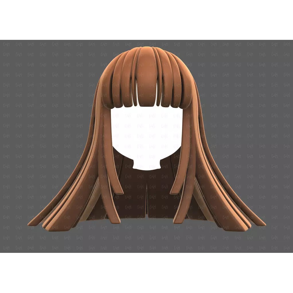 Base Hair 3D Model – Low Poly Cartoon Hairstyle for Animation - View 3