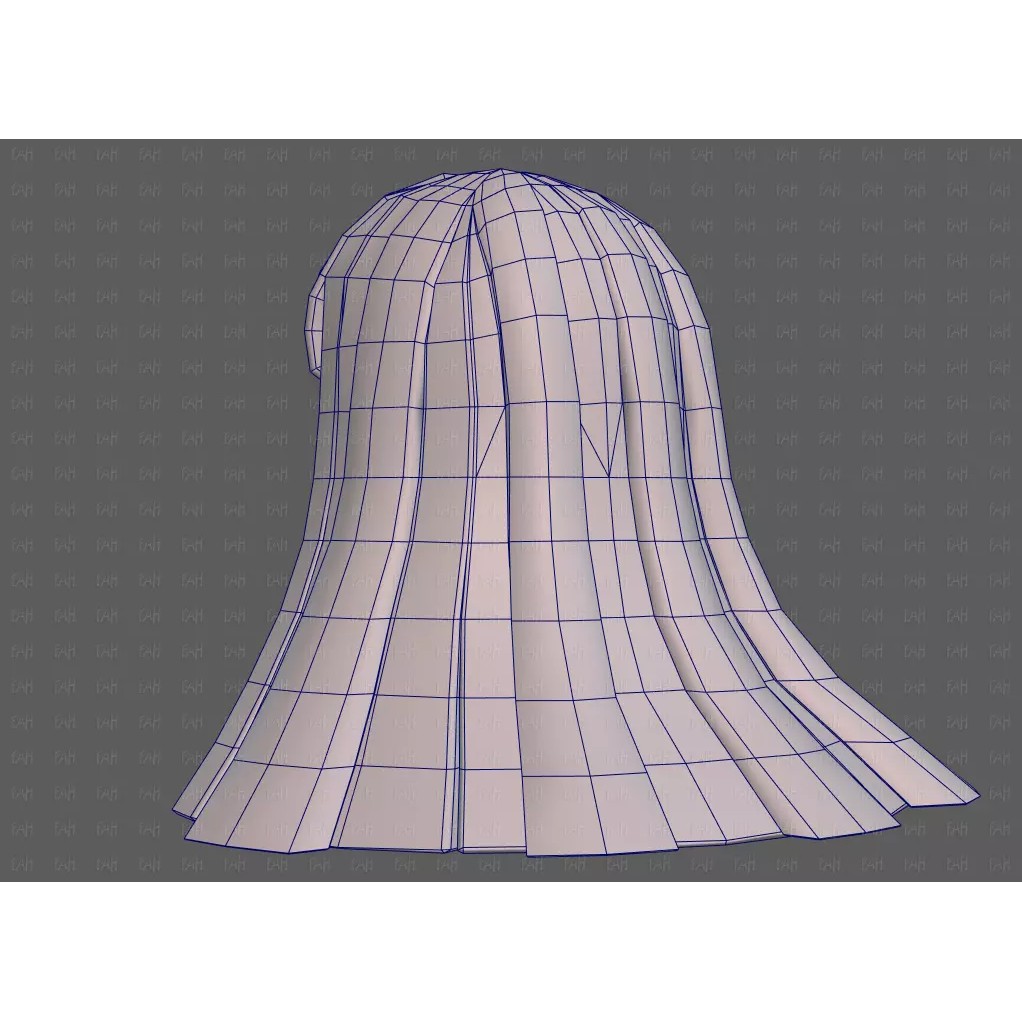 Base Hair 3D Model – Low Poly Cartoon Hairstyle for Animation - View 32