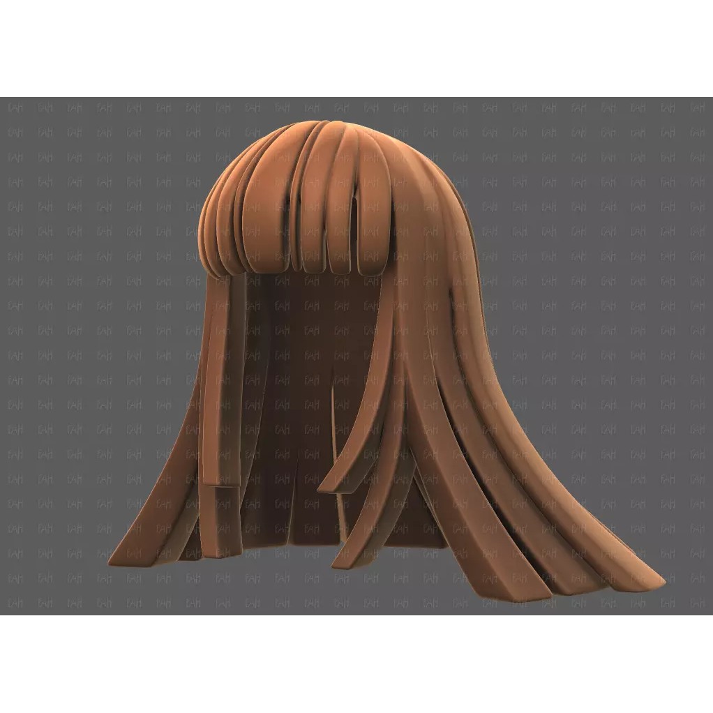 Base Hair 3D Model – Low Poly Cartoon Hairstyle for Animation - View 39