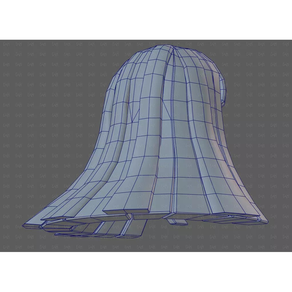 Base Hair 3D Model – Low Poly Cartoon Hairstyle for Animation - View 46