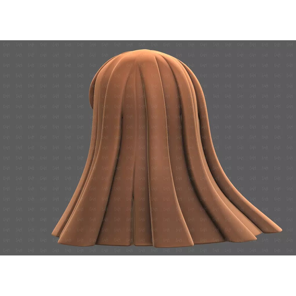 Base Hair 3D Model – Low Poly Cartoon Hairstyle for Animation - View 8