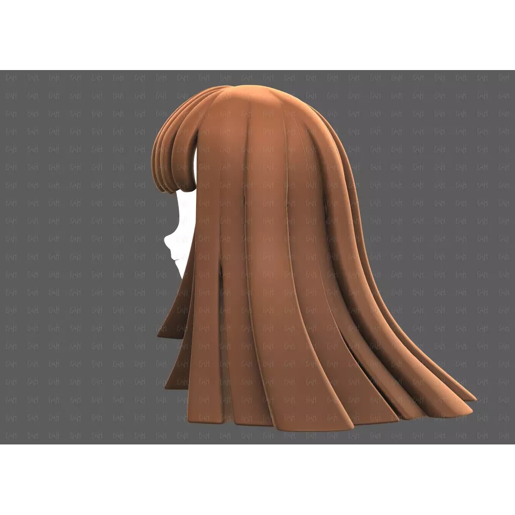 Base Hair 3D Model – Low Poly Cartoon Hairstyle for Animation - View 9