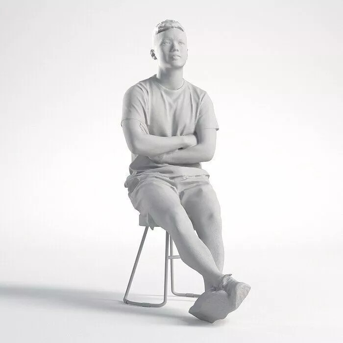 Asian Male Character 3D Model – Low Poly Casual Sitting Asset, FBX - View 10