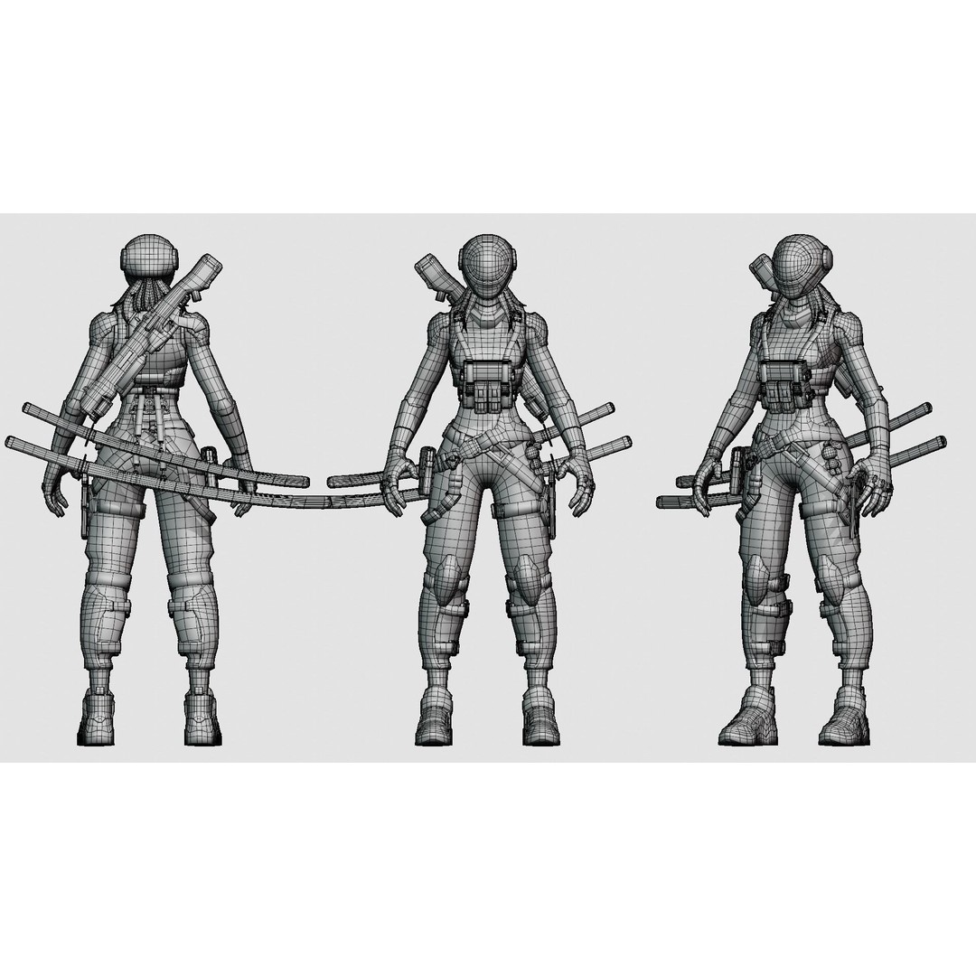 Cyberpunk Zoi Robot 3D Model – Low Poly Rigged Character, FBX