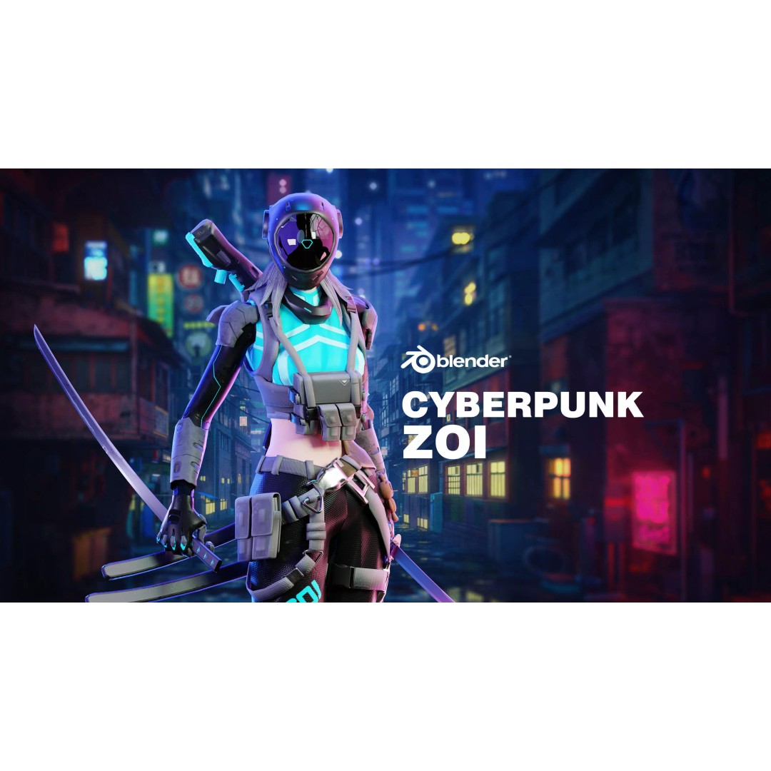 Cyberpunk Zoi Robot 3D Model – Low Poly Rigged Character, FBX - View 2