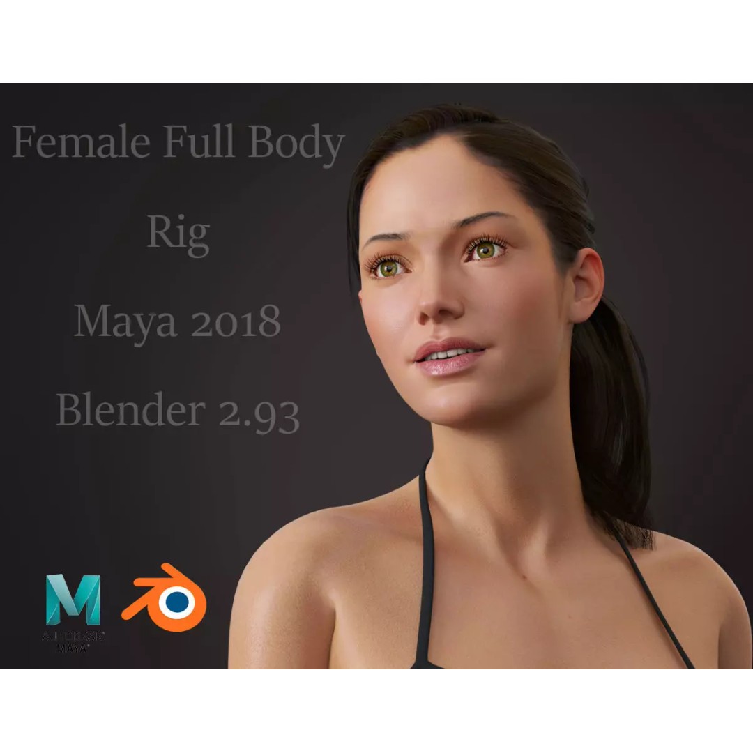 Female Full Body Rig 3D Model – Low Poly Game-Ready Character, FBX