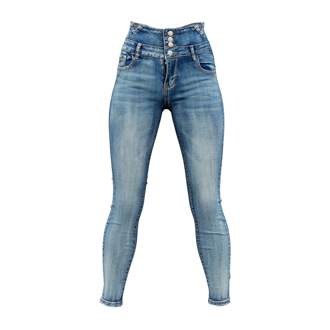 Stretchy Jeans 3D Model – Photorealistic PBR Clothing, FBX, OBJ - View 5