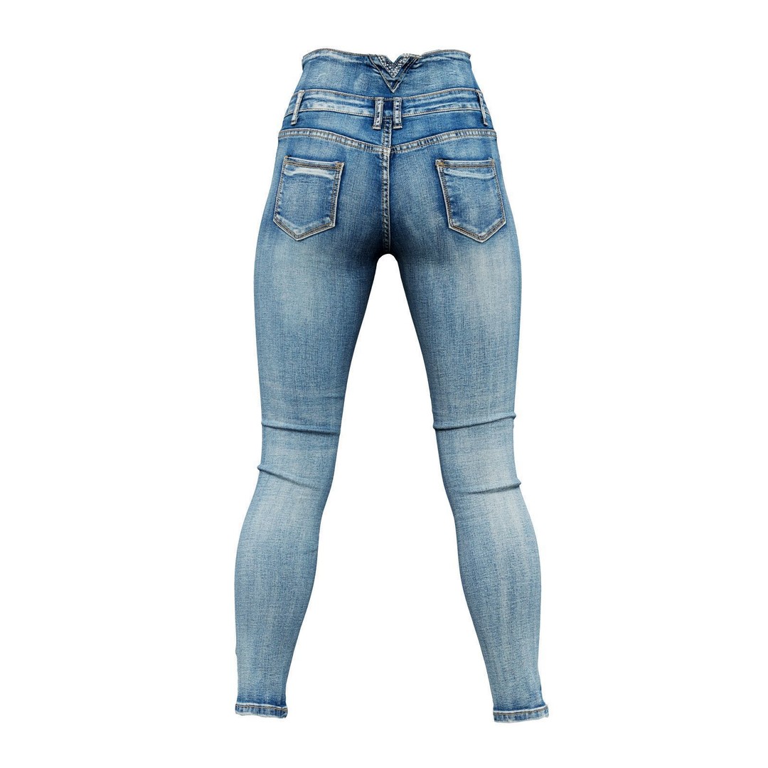 Stretchy Jeans 3D Model – Photorealistic PBR Clothing, FBX, OBJ - View 6