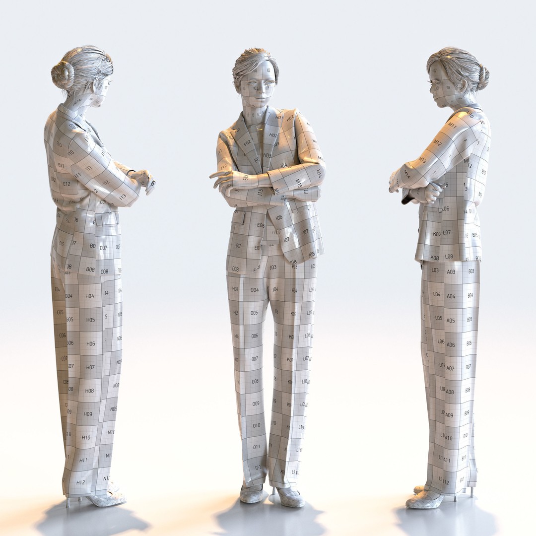 Posed Asian Business Woman 3D Model – High Poly PBR Characters, FBX - View 11