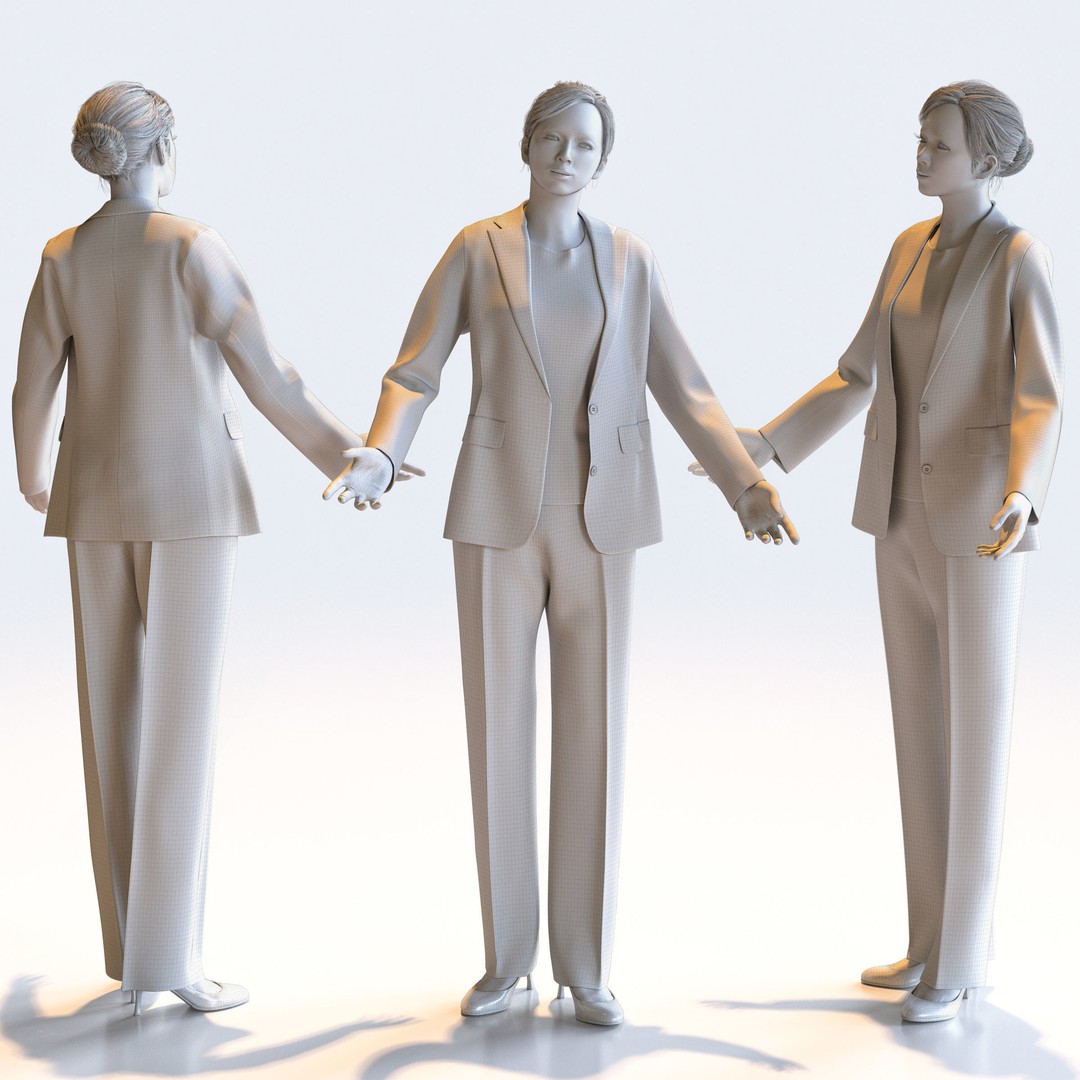Posed Asian Business Woman 3D Model – High Poly PBR Characters, FBX - View 14