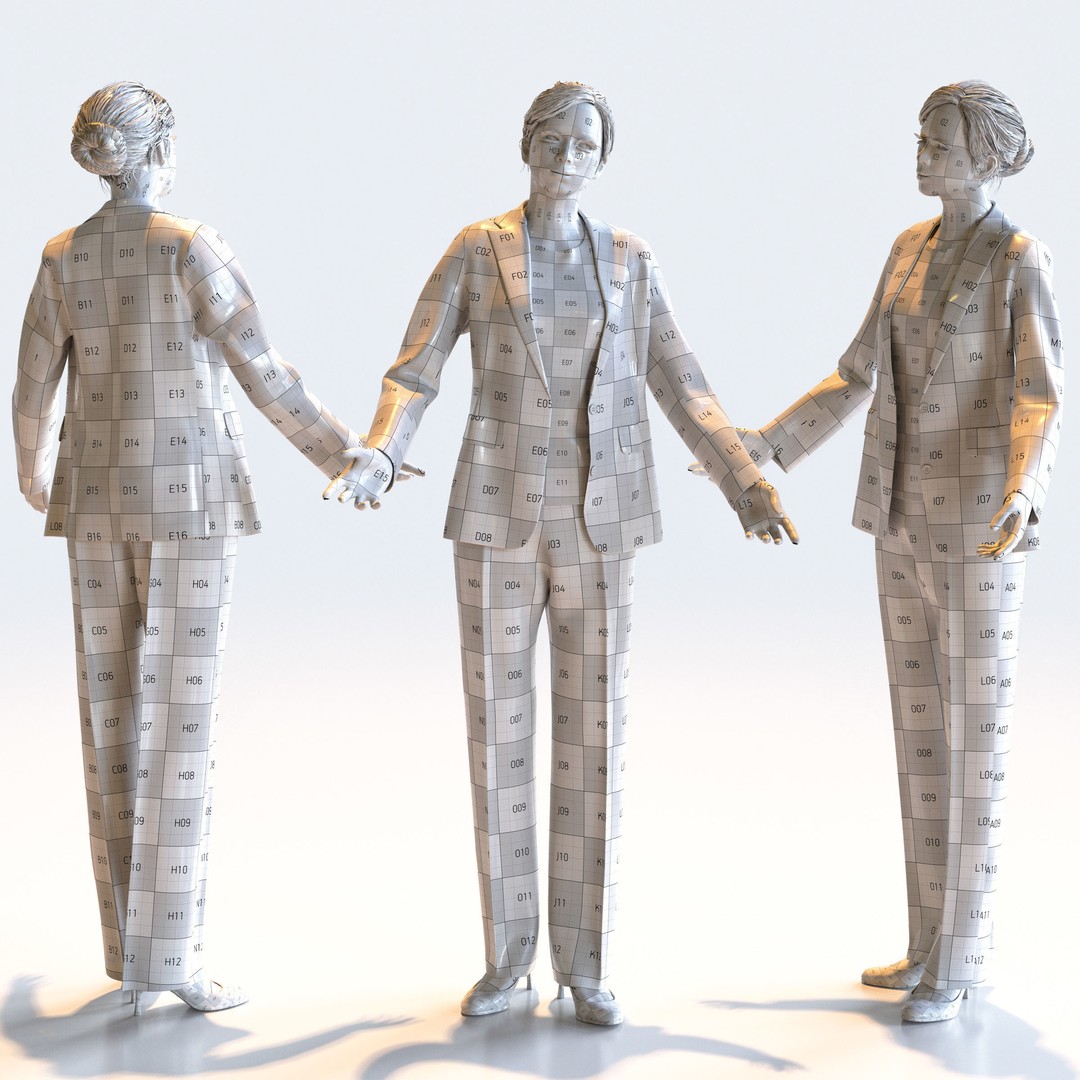 Posed Asian Business Woman 3D Model – High Poly PBR Characters, FBX - View 15