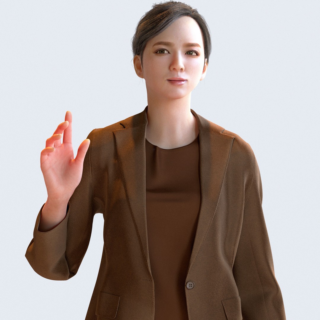Posed Asian Business Woman 3D Model – High Poly PBR Characters, FBX - View 16