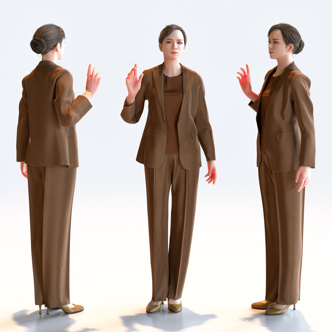 Posed Asian Business Woman 3D Model – High Poly PBR Characters, FBX - View 17