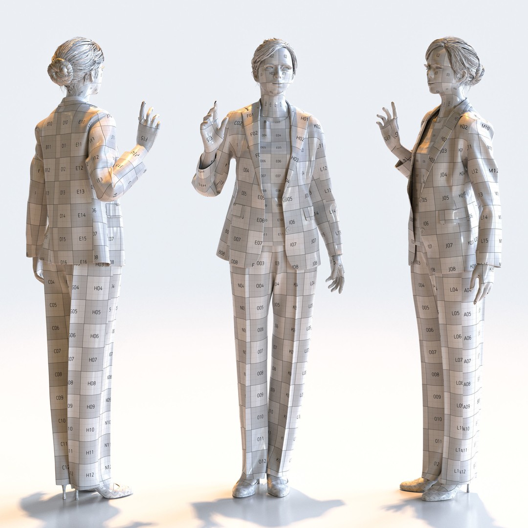 Posed Asian Business Woman 3D Model – High Poly PBR Characters, FBX - View 18