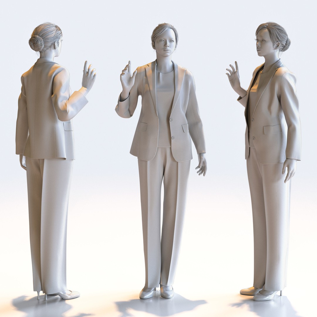 Posed Asian Business Woman 3D Model – High Poly PBR Characters, FBX - View 19