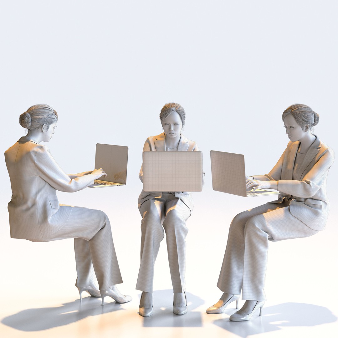 Posed Asian Business Woman 3D Model – High Poly PBR Characters, FBX - View 22