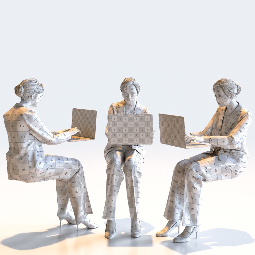 Posed Asian Business Woman 3D Model – High Poly PBR Characters, FBX - View 23