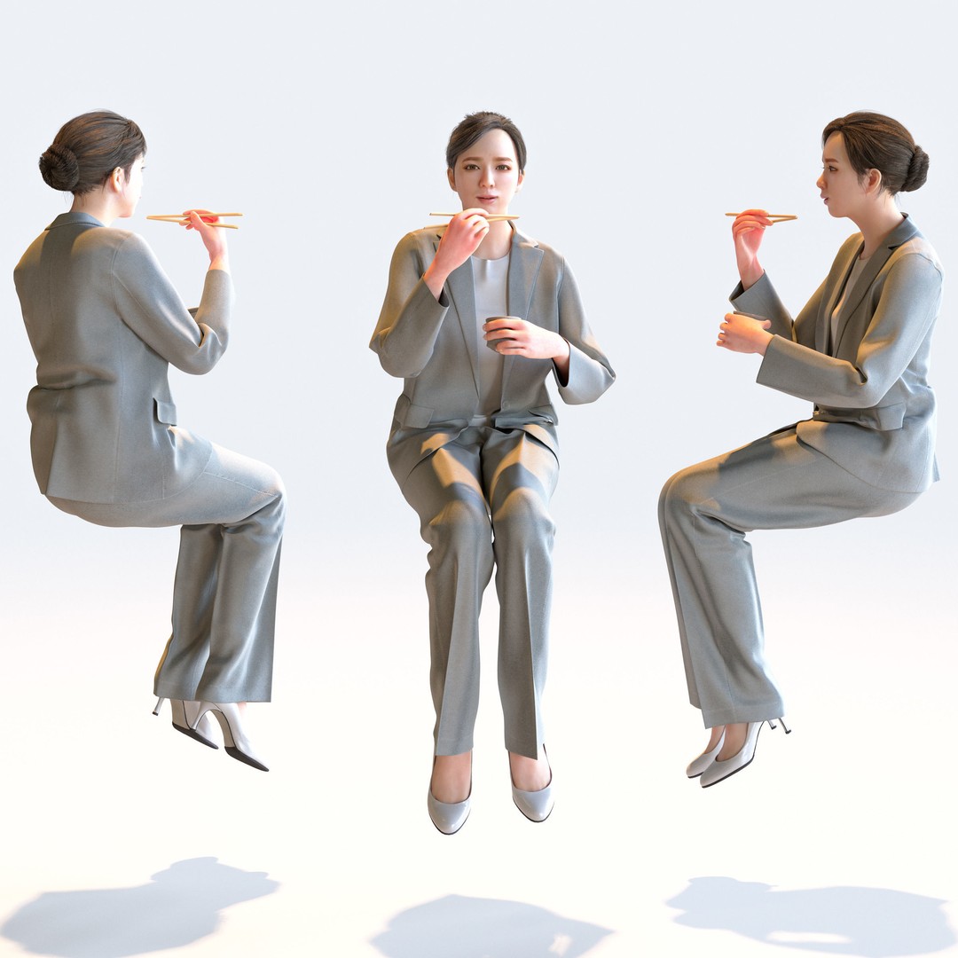Posed Asian Business Woman 3D Model – High Poly PBR Characters, FBX - View 5
