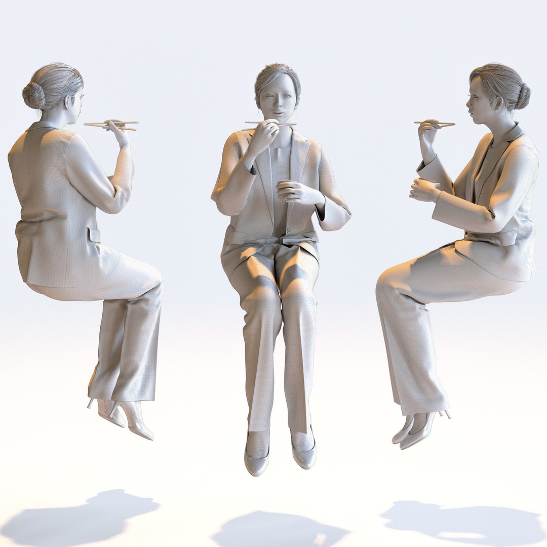 Posed Asian Business Woman 3D Model – High Poly PBR Characters, FBX - View 6