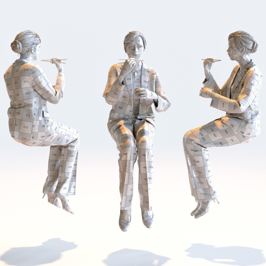 Posed Asian Business Woman 3D Model – High Poly PBR Characters, FBX - View 7