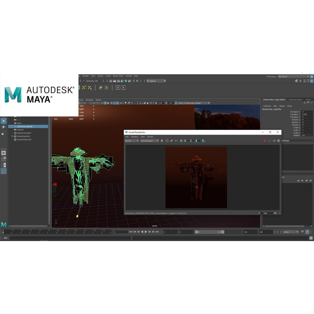 Scarecrow 3D Model – Low Poly Game Asset, PBR Textures, FBX - View 12