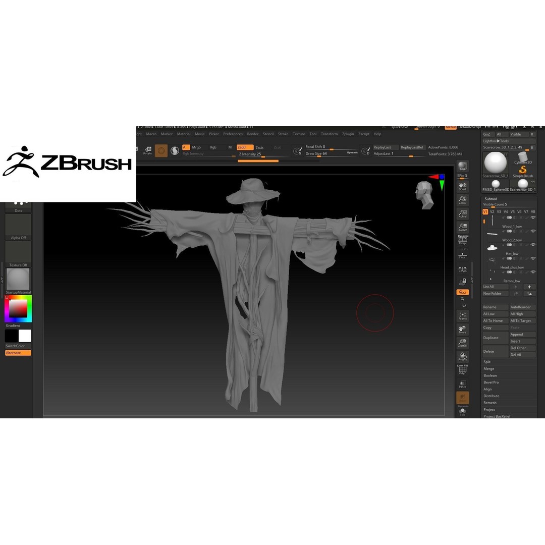 Scarecrow 3D Model – Low Poly Game Asset, PBR Textures, FBX - View 14