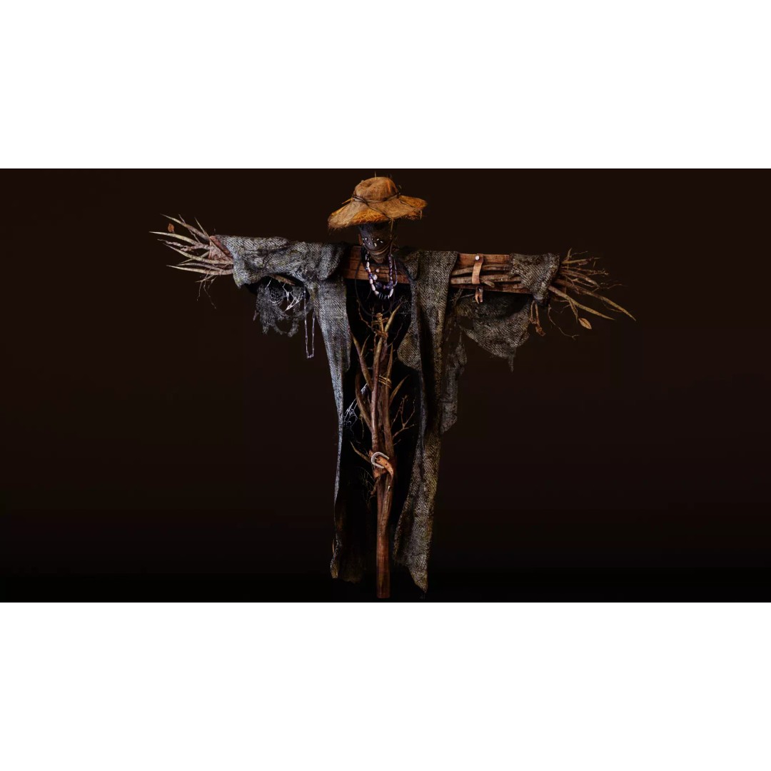Scarecrow 3D Model – Low Poly Game Asset, PBR Textures, FBX - View 2