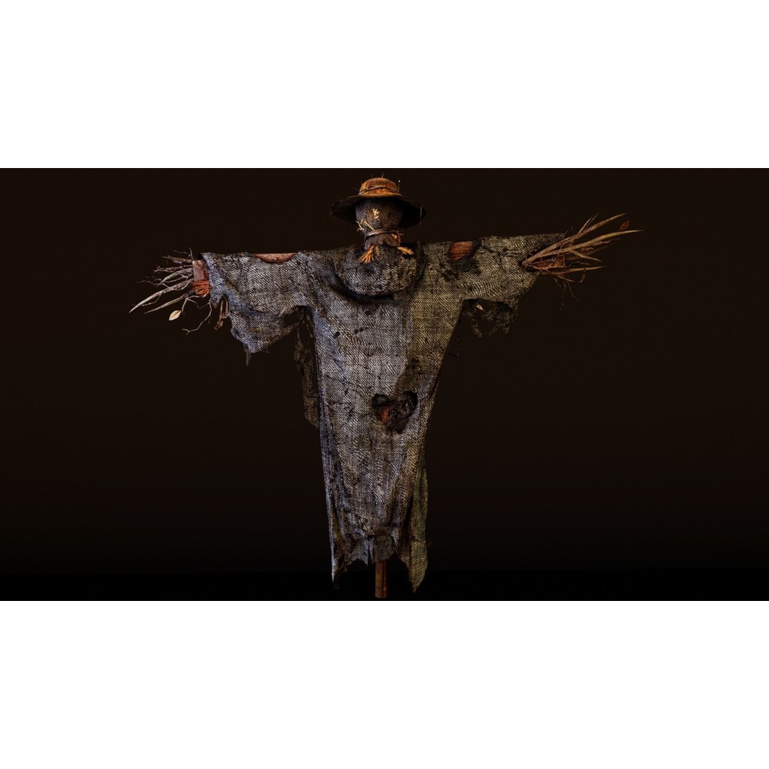 Scarecrow 3D Model – Low Poly Game Asset, PBR Textures, FBX - View 3