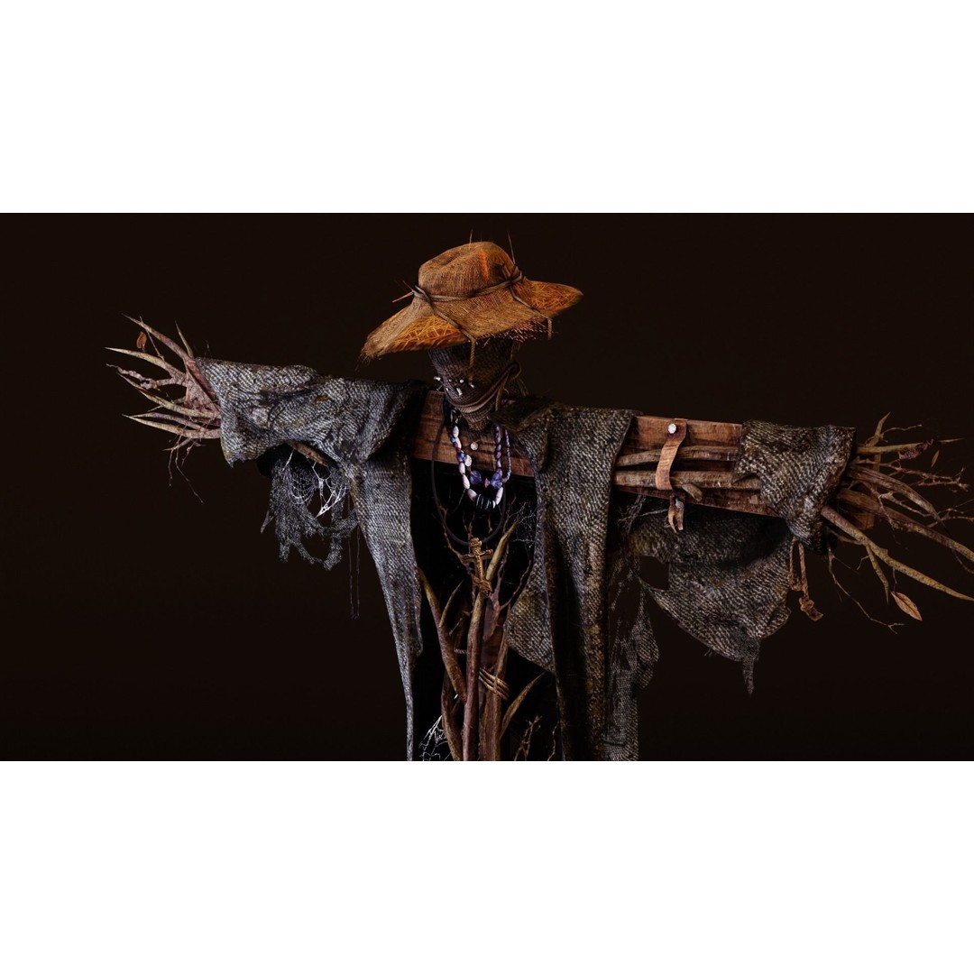 Scarecrow 3D Model – Low Poly Game Asset, PBR Textures, FBX - View 4